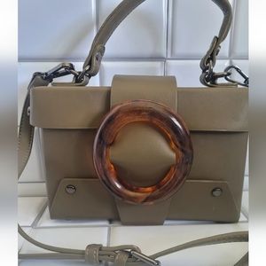 LIKE DREAMS Small Camera Style Purse with Large Tortoise Ring and Studded Front